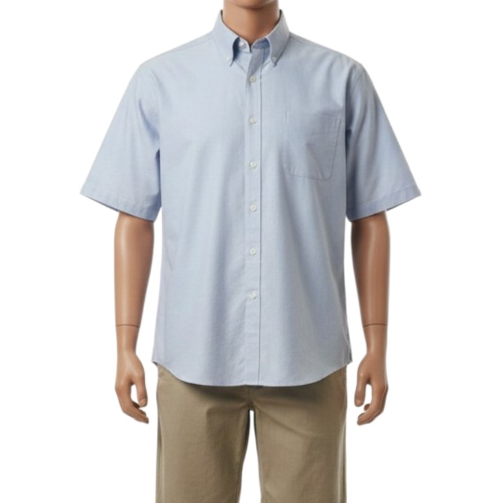 LL Bean Oxford Shirt Mens 18 XXL Short Sleeve Blue Preppy Ivy Trad Classic Cozy